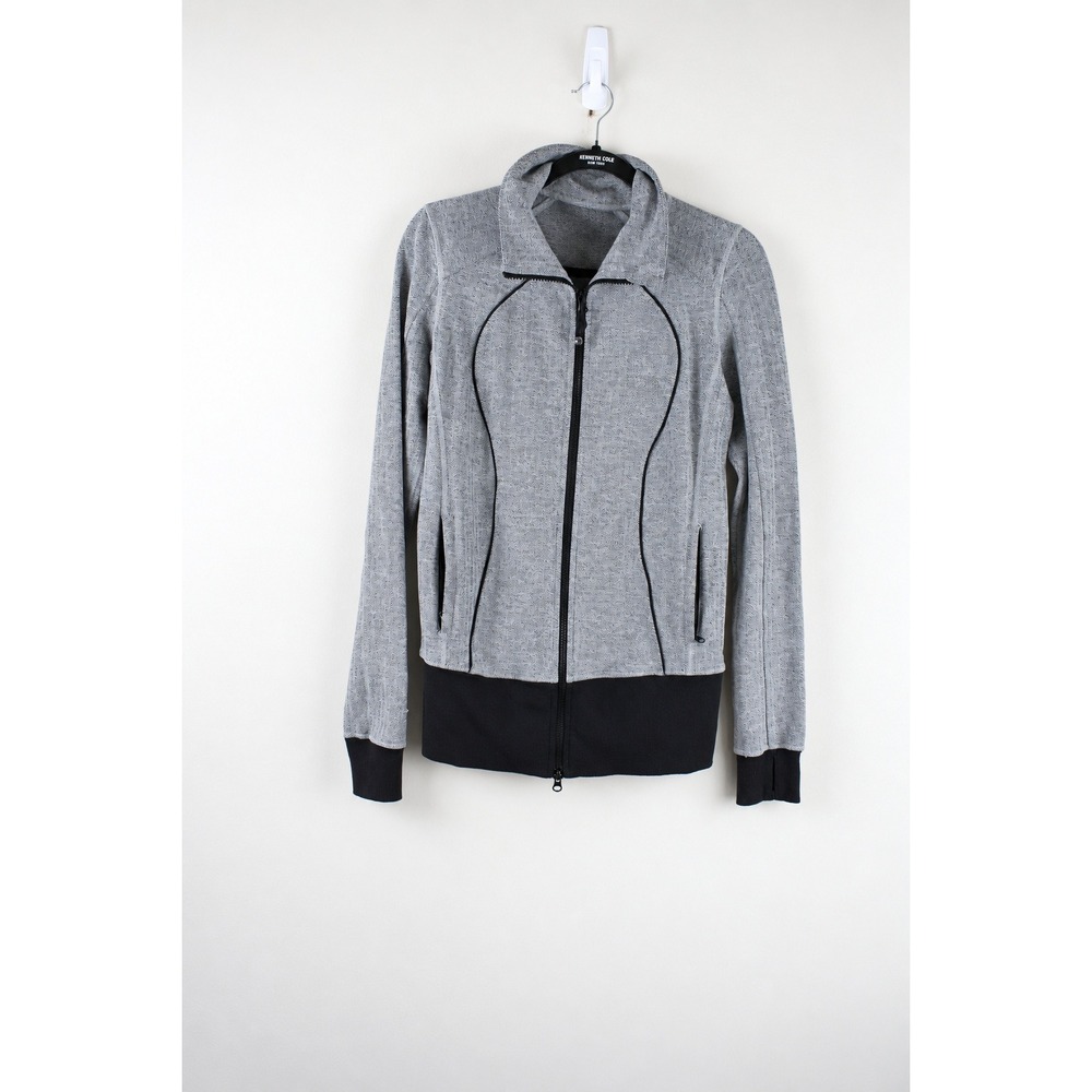 Lululemon Nice Asana Jacket Herringbone Heathered Black White Full Zip Luon 8